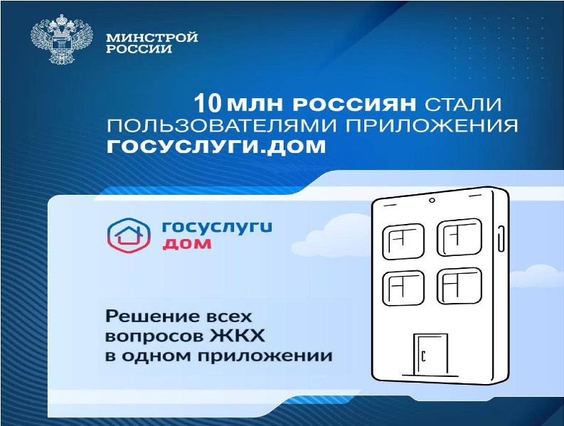 10 млн. россиян стали пользователями приложения «Госуслуги Дом».